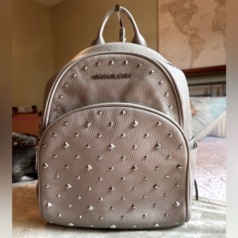 Michael Kors, Abbey Medium Studded pebbled leather backpack